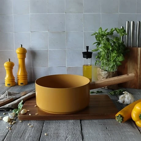 Casserole Ector Induction Aluminium RevĂȘtu Manche En Bois 20 Cm Jaune â Image 3