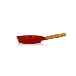 Poêle Ector Induction Aluminium Revêtu Manche En Bois 20 Cm Rouge