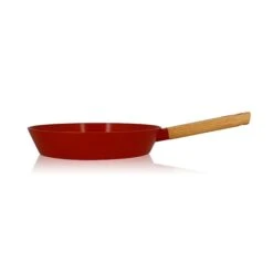 PoĂȘle Ector Induction Aluminium RevĂȘtu Manche En Bois 28 Cm Rouge