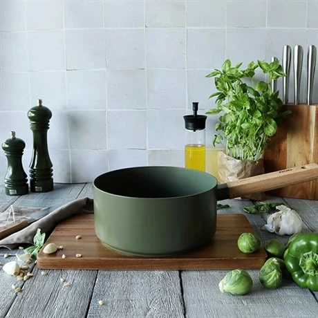 Casserole Ector Induction Aluminium RevĂȘtu Manche En Bois 20 Cm Vert â Image 3