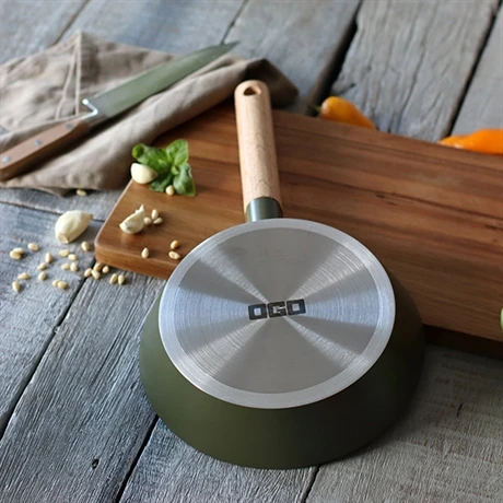 Poêle Ector Induction Aluminium Revêtu Manche En Bois 20 Cm Vert – Image 2