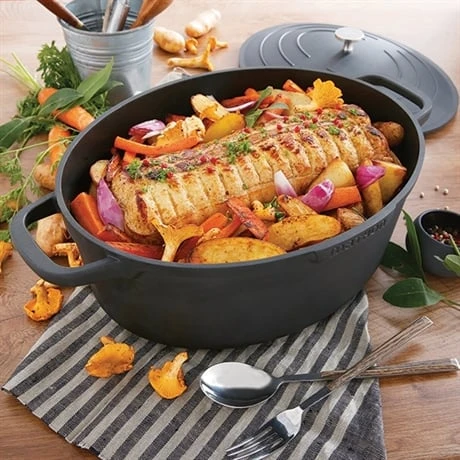 Cocotte Légère Ovale En Fonte D'aluminium 32 Cm 6,5 L Coloris Noir – Image 3