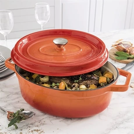 Cocotte En Fonte Orange Ovale 33 Cm 6 L