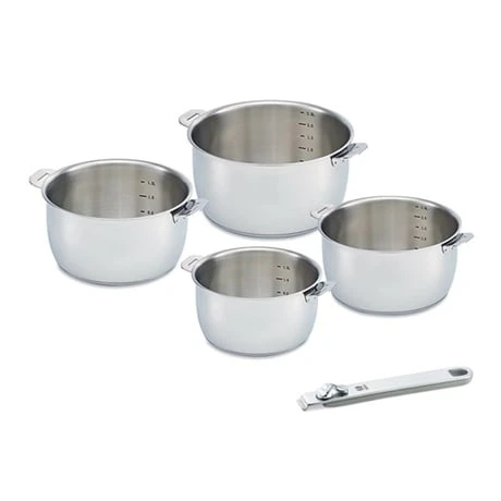 Lot De 4 Casseroles Select Et Poignée Amovible Grise Beka