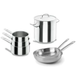 Batterie De Cuisine Tout Inox : 3 Casseroles, 2 Poêles Et 1 Marmite Chef Classic